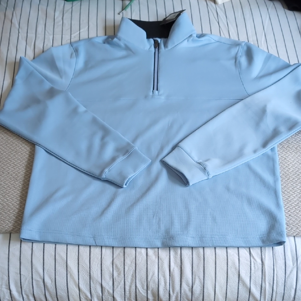 Greg Norman Collection Light Blue Zip Up Sweater